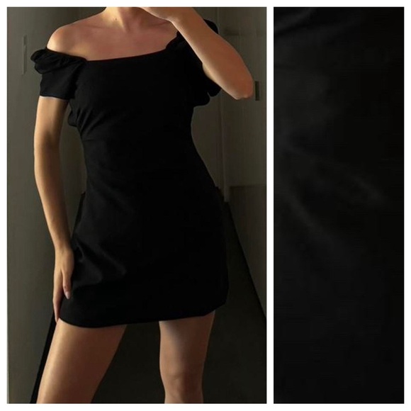 NWT. Zara Black Linen Blend Mini Dress with Balloon Puff Sleeves. Size M. - Picture 1 of 8